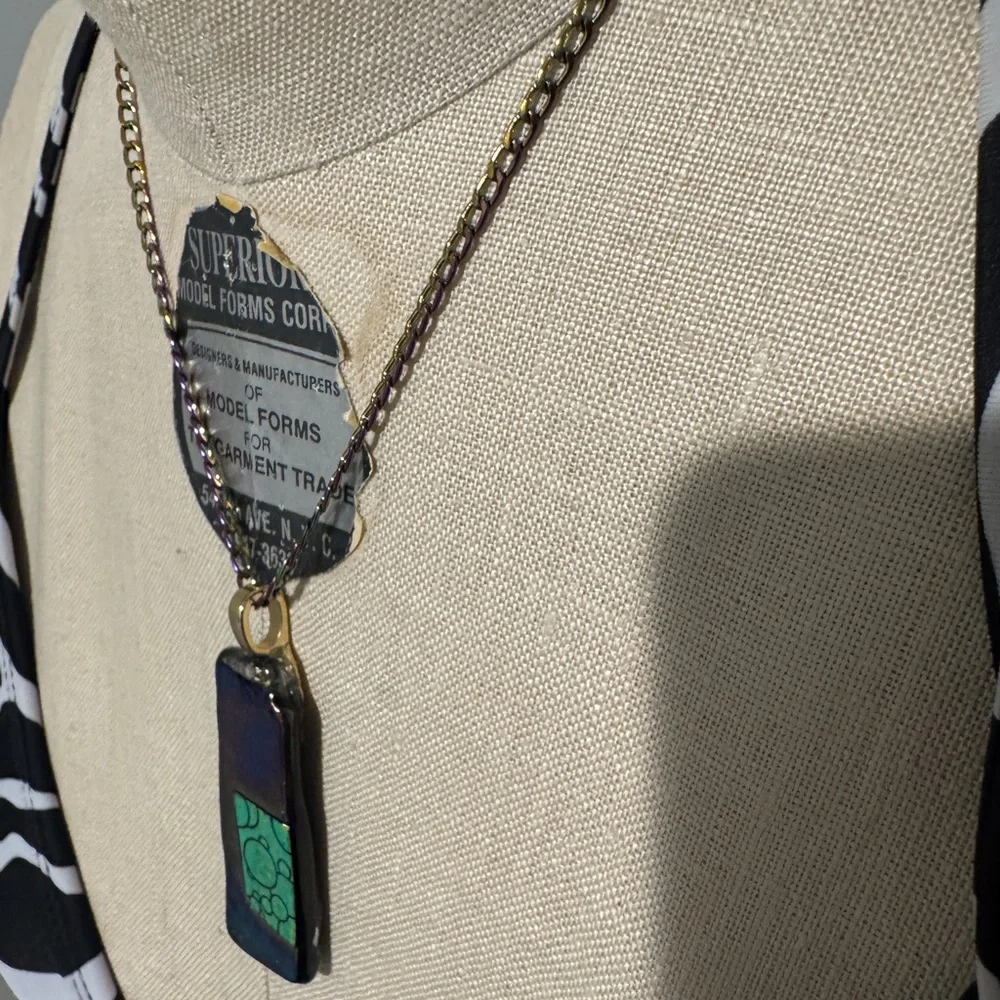 Colorful Rectangular Pendant Necklace - Picture 6 of 10